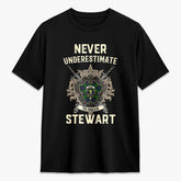 Stewart Old Modern Tartan Crest 2D T-shirt - Never Underestimate Style