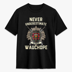 Wauchope (or Waugh) Tartan Crest 2D T-shirt - Never Underestimate Style