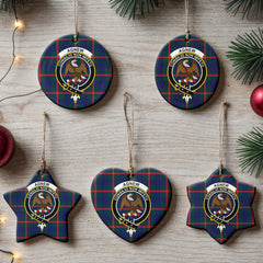 Agnew Modern Tartan Crest Christmas Ceramic Ornament