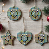 Balfour Blue Tartan Crest Christmas Ceramic Ornament