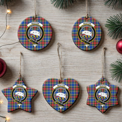 Beaton Modern Tartan Crest Christmas Ceramic Ornament