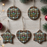 Fergusson Weathered Tartan Crest Christmas Ceramic Ornament