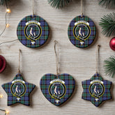 Fletcher Modern Tartan Crest Christmas Ceramic Ornament