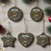 Gordon Weathered Tartan Crest Christmas Ceramic Ornament