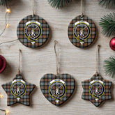 Gunn Weathered Tartan Crest Christmas Ceramic Ornament