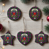 Logan Modern Tartan Crest Christmas Ceramic Ornament