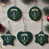 MacKay Modern Tartan Crest Christmas Ceramic Ornament