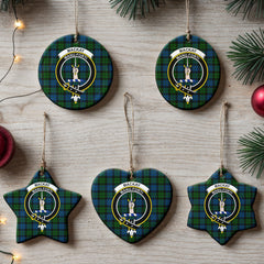 MacKay Modern Tartan Crest Christmas Ceramic Ornament