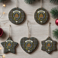 MacKenzie Weathered Tartan Crest Christmas Ceramic Ornament