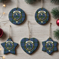McInnes Modern Tartan Crest Christmas Ceramic Ornament