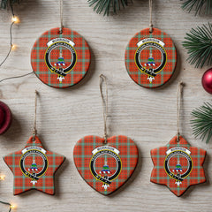 Morrison Red Ancient Tartan Crest Christmas Ceramic Ornament