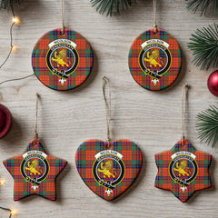 Nicolson Ancient Old Tartan Crest Christmas Ceramic Ornament