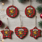 Nicolson Modern Tartan Crest Christmas Ceramic Ornament