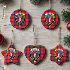 Robertson Modern Tartan Crest Christmas Ceramic Ornament