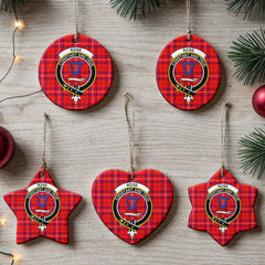 Rose Modern Tartan Crest Christmas Ceramic Ornament