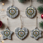 Scott Black & White Modern Tartan Crest Christmas Ceramic Ornament