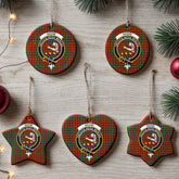 Skene Modern Tartan Crest Christmas Ceramic Ornament