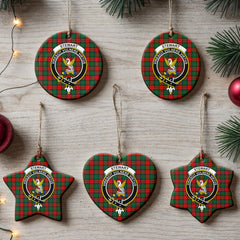 Stewart Atholl Modern Tartan Crest Christmas Ceramic Ornament