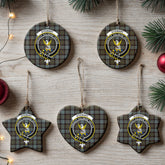 Stewart Old Weathered Tartan Crest Christmas Ceramic Ornament