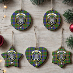Strang (or Strange) Tartan Crest Christmas Ceramic Ornament