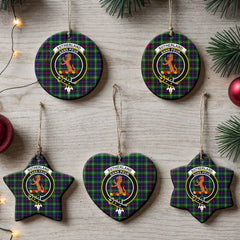 Sutherland Modern Tartan Crest Christmas Ceramic Ornament