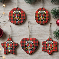 Wallace Weathered Tartan Crest Christmas Ceramic Ornament