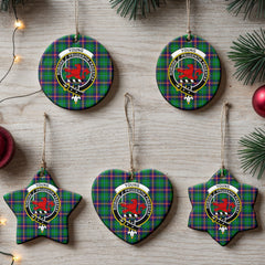 Young Modern Tartan Crest Christmas Ceramic Ornament
