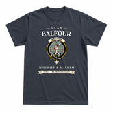 Balfour Blue Tartan Crest Mischief and Mayhem T-shirt