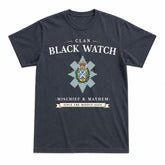 Black Watch Weathered Tartan Crest Mischief and Mayhem T-shirt