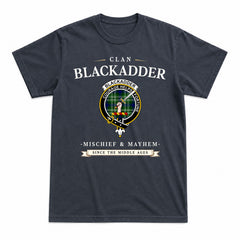 Blackadder Tartan Crest Mischief and Mayhem T-shirt