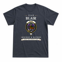 Blair Modern Tartan Crest Mischief and Mayhem T-shirt