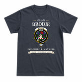 Brodie Hunting Modern Tartan Crest Mischief and Mayhem T-shirt