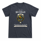 Buchan Ancient Tartan Crest Mischief and Mayhem T-shirt