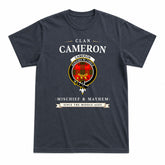 Cameron Modern Tartan Crest Mischief and Mayhem T-shirt