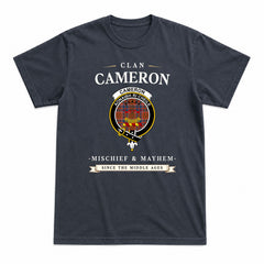 Cameron of Lochiel Ancient Tartan Crest Mischief and Mayhem T-shirt