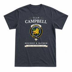 Campbell Argyll Ancient Tartan Crest Mischief and Mayhem T-shirt