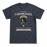 Carmichael Modern Tartan Crest Mischief and Mayhem T-shirt