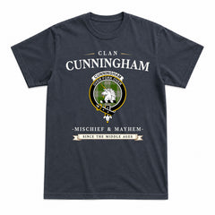 Cunningham Dress Green Dancers Tartan Crest Mischief and Mayhem T-shirt