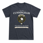 Cunningham Hunting Modern Tartan Crest Mischief and Mayhem T-shirt