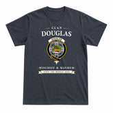 Douglas Grey Modern Tartan Crest Mischief and Mayhem T-shirt