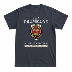 Drummond Modern Tartan Crest Mischief and Mayhem T-shirt
