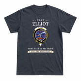 Elliot Modern Tartan Crest Mischief and Mayhem T-shirt