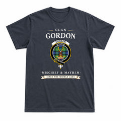 Gordon Old Ancient Tartan Crest Mischief and Mayhem T-shirt
