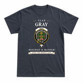 Gray Hunting Tartan Crest Mischief and Mayhem T-shirt