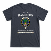 Hamilton Hunting Modern Tartan Crest Mischief and Mayhem T-shirt