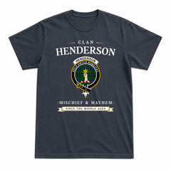 Henderson Modern Tartan Crest Mischief and Mayhem T-shirt