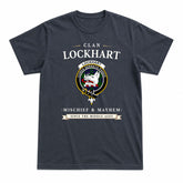 Lockhart Modern Tartan Crest Mischief and Mayhem T-shirt