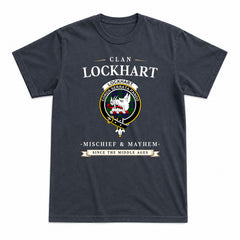 Lockhart Modern Tartan Crest Mischief and Mayhem T-shirt