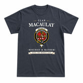 MacAulay Modern Tartan Crest Mischief and Mayhem T-shirt