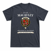 MacAuley Modern Tartan Crest Mischief and Mayhem T-shirt